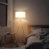 tomons LED Lampadaire Dimmable Stepless Trépied en Bois à de Style Scandinave, Moderne pour Salon, Chambre à Coucher, Bureau, Hôtel et Bureau, Ampoule 8W Non-Scintillante Incluse