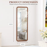 LVSOMT Miroir pleine longueur en bois, miroir intégral, miroir mural, miroir suspendu, long miroir pour chambre à coucher, salon, cadre en bois massif, coins arrondis, miroir rustique, 119,4 x 40,6