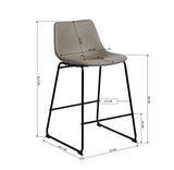 MEUBLE COSY Lot de 4 Tabouret de Bar Rétro Vintage avec Dossier et Repose-Pieds, Siège Rembourrés de 68 cm de Haut, Style Industriel, Chaises Hautes en Similicuir Gris
