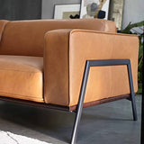Oviala Canapé en Cuir 4 Places Camel