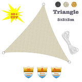 HENG FENG Toile Solaire Voile d'Ombrage Triangulaire 5 x 5 x 5m HDPE Anti UV Ombrager pour Extérieur Jardin Terrass Couleur Beige