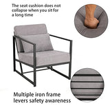 Mingone Fauteuil en Lin Rembourré avec Pieds en Tube de Fer Cadre Le canapé pour Le Temps Libre avec accoudoirs et Dossier Le Salon (Taupe,1)