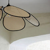 JIANAND Pendentif Fleur en rotin tissé E27 Semi-intégré avec luminaire Suspendu au Plafond en Fil réglable pour Chambre à Coucher étude Couloir entrée décolighting (20 Pouces)
