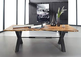 Table à manger 240x100cm - Bois massif d'acacia laqué (Bois naturel/Anthracite) - IRON LABEL #128