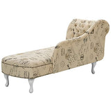 Beliani Chaise Longue Côté Gauche Méridienne en Tissu Imprimé Beige Style Elégant Nimes