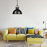 Relaxdays Lampe à suspensions style industriel Shabby luminaire de plafond métal diamètre 40,5 cm LED , noir