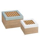 Atmosphera - Lot de 2 Boîtes décoration cannage en Rotin L 13 et L 10 cm Collection Poésie à l'anglaise