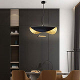 LED Pendentif En Forme De Feuille Chapeau Doré Suspension Lampe Hauteur Réglable Plafond Suspension Café Bar Chambre Salon Décoration Lustre Système D'éclairage,Noir,60cm