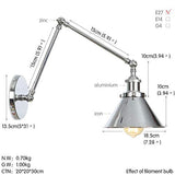 JING Lampe Murale Vintage Ajustable Simplicité E27 avec Bras Oscillant Applique Murale (110-240V, sans Ampoule Incluse)