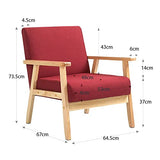 Mingone Fauteuil de Salon en Bois Chaise Longue Relax Chaise D'appoint avec Accoudoirs Chaise de Canapé de Loisirs en Lin pour Salon Chambre Vérandas, Rose