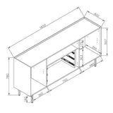 Tousmesmeubles Distributeur Teulat - Buffet 4 Portes 3 tiroirs Noir/Chêne - MELYS - L 165 x l 40 x H 78 - Neuf