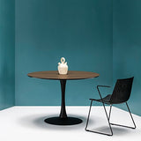 Tousmesmeubles Table de Repas Ronde Noyer/Noir Pied Central - Still - L 110 x l 110 x H 75 - Neuf