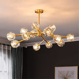 PaRfco Lustre Spoutnik en cristal avec 15 lumières, lustres en laiton, luminaire moderne en or pour salle à manger, salon
