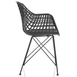 IDIMEX Lot de 4 chaises Alicante pour Salle à Manger ou Cuisine au Design Retro avec accoudoirs, Coque en Plastique Noir et 4 Pieds croisé en métal laqué Noir