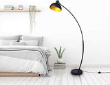Osasy Lampadaire Arc, lampe à pied design rétro, Abat-jour réglable, 1x E27 max. 60 Watt, métal, en noir-doré,Lampadaires pour le salon, les salons,la lecture