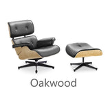 Fauteuil de salon et repose-pieds ottoman en cuir noir palissandre noyer ou placage OakwwwWOD (noyer)
