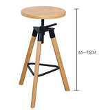 HXSM Tabouret De Bar Pivotants Tabourets De Cuisine en Bois Massif Hauteur Réglable Tabouret De Comptoir Chaise De Salle À Manger Ronde Industrielle Hauteur D’Assise De 65-75CM