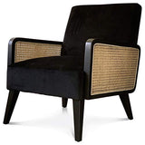 Déco en Ligne - Fauteuil Velours Noir cannage
