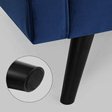 VASAGLE Canapé 3 Places, Surface en Velours, 176 x 83 x 84 cm, pour Petit Appartement, Chambre d’Amis, Chambre d’Adolescent, Cadre en Bois, Montage Facile, Bleu Roi LCS50IN