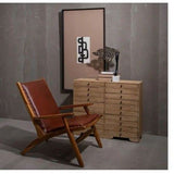 DENZZO - Fauteuil Confort Cuir Cognac et Bois