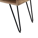 WOMO-DESIGN Table Basse avec 2 Tiroirs - 100x50x49 cm - Plateau en Bois de Manguier Massif Naturel - Pieds en Epingle à Cheveux en Métal - Design Rétro - Table d'Appoint Salon Canapé Fait à la Main