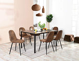 Homy Casa – Lot de 4 chaises de salle à manger douces avec dossier et pieds en métal massif pour salon, maison, marron