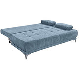 Stella Trading Jenny Lux.3DL Canapé-lit Longue en microvelours et Uran 05 Bleu Jean 203 x 86 x 101 cm