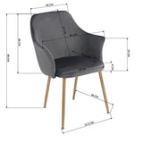 DORAFAIR Fauteuil en Tissu Velours Rétro, Fauteuil rembourré pour Salle à Manger Salon Mobilier Moderne de Bureau,Velours avec Pattes en Métal en Finition Spray Gold,Gris