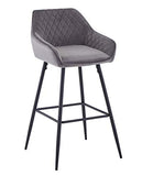 JaHECOME Lot de 4 Tabourets de Bar Gris avec Dossier et Accoudoir Rembourrés, Chaises de Bar en Velours avec Repose-Pieds en Métal pour Bistrots; Salle à Manger, Soirée