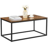 VASAGLE Table Basse pour Salon, avec Cadre en Acier, Facile à Assembler, 100 x 55 x 45 cm, Style Industriel, Marron Rustique et Noir LCT052B01