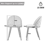 OFCASA 4 x Moderne Chaises de Salle à Manger Velours Bleu Clair Tissu Chaise de Cuisine Rembourrée avec Pieds en Métal Chaises de Salon Meubles