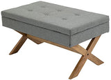 CLP Banquette Namaro en Tissu I Banc avec Pieds Carrés en Bois De Caoutchouc I Bout De Lit avec Espace De Rangement, Couleur:Gris, Couleur du Cadre:Antique Clair