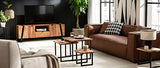 Miliboo Canapé Vintage 3 Places Cuir Marron et Bois Noir Cobain