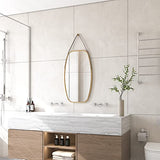 sogesfurniture Grand Miroir Mural Rectangulaire Miroir Suspendu Miroir Porte Miroir Rectangle Salle de Bain Deco Murale Salon Décoration Murale Design avec Sangle en Cuir Réglable 99x44.5x1.5cm