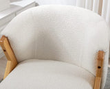 Wahson Fauteuil Salon, Fauteuils de Salon en Fausse Fourrure Fauteuil Relax avec Coussin Épais Fauteuil Chambre en Bois, Fauteuil pour Chambre/Salon, Blanc