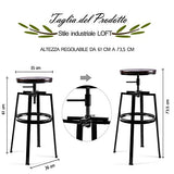 Lot de 2 Tabourets de Bar, Chaise De Bar, Industriel Tabouret de Bar, Hauteur Réglable en Bois de Métal Design Bistro Pub Chaise avec Repose-Pieds, Piètement en Fer, Pivotant à 360°
