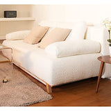 HOMIFAB Canapé Convertible 3 Places avec Coffre de Rangement en Tissu Bouclette écru - Laria