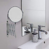 Tatkraft Aurora - Miroir Mural Télescopique Salle de Bain - Miroir Rond Pivotant Double Face Décrochable - Miroir Grossissant Pliable - Bras Extensible et Rétractable Jusqu’à 60 cm - Diamètre: 17 cm