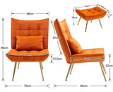 Wahson Fauteuil de Relaxation en Velours Fauteuil d'appoint avec Repose-Pieds Rembourés Chaise de Loisir Scandinave pour Salon Chambre, Orange