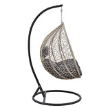 Siège Suspendu avec Panier Cadre Coussins Fauteuil Zen pour Intérieur Extérieur Support Solide en Acier Housse Amovible Polyester Capacité de Charge 150 kg Polyrotin Hauteur 195 cm Marron Gris Foncé