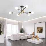 DAXGD Plafonnier Industriel, Lampe de plafond, Lustre industriel E27, 6-Luminaire suspension pour Chambre à coucher Salon (ampoule non incluse)