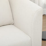 HOMCOM Canapé 3 Places de Style Moderne avec 4 Coussins, Base en Acier Noir, revêtement en Tissu Effet Lin de Couleur crème