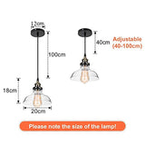 SISVIV Suspension Luminaire Industrielle Vintage Rétro Verre Lustre Lampe Suspendue Edison Culot E27 Éclairage de Plafond pour Cuisine Salle à manger Salon Chambre Restaurant 20CM
