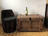 Coffre au trésor en bois avec 4 roues Style vintage - Couvercle rabattable et espace de rangement. 80x45x45 cm. Solide, Stable - aucun assemblage requis - table