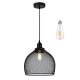 RWNTAOZM Hanging Cage Pendant Light - Φ28CM (11in), E27 40W, Noir Métal Mesh Suspension Luminaire en maille métallique plafonnier pour Restaurant Salon Chambre Cuisine Bar
