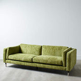 Tousmesmeubles Canapé 3 Places Velours Vert Clair - FUNCHAL - L 240 x l 95 x H 75 - Neuf