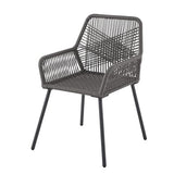 Juskys Ensemble de 2 chaises de Jardin Kastos en Corde - Chaise d'extérieur avec accoudoir et Coussin - Chaise de Jardin supportant 150 kg - Jardin, Balcon - chaises Grises