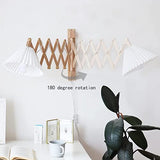 OOWOKS Applique Murale Rétro intérieur Lampe de Murale en Bois et Tissu avec Interrupteur, Lampe à Ciseaux à Bras télescopique réglable Lampe de Chevet Extensible Lampe de Lecture Murale Flexible E27