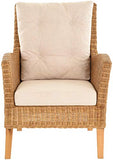 Lot de 2 fauteuils élégants en rotin avec rembourrage - Fauteuil de salon en rotin véritable (miel foncé)