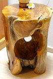 Table d'appoint Salavan en Bois de Racine - Tabouret en Teck Massif de 42 cm - Convient comme Support de Fleurs ou Table de Chevet pour Le Salon